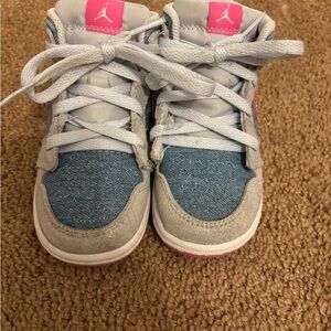 Jordan 1 Mid SE "Cobalt Bliss/Pink Glow/White" Toddler Girls' Shoe